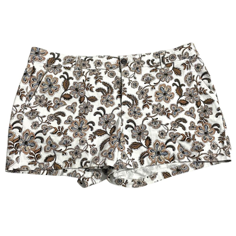 a.n.a. A New Approach Womens Shorts Size 14 Mid Rise Twill Shortie Short Floral